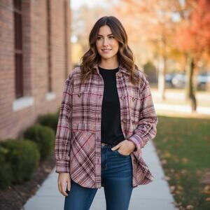 Anthropologie Hudson Plaid Shirt Jacket Size Medium